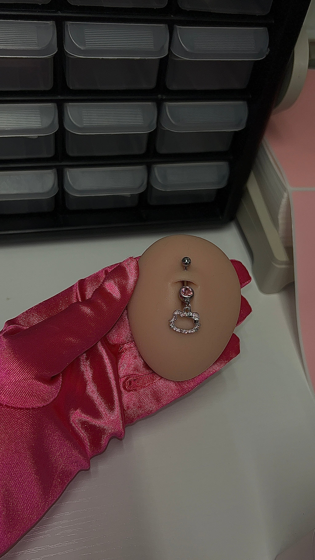 Pink Kitty Belly Ring
