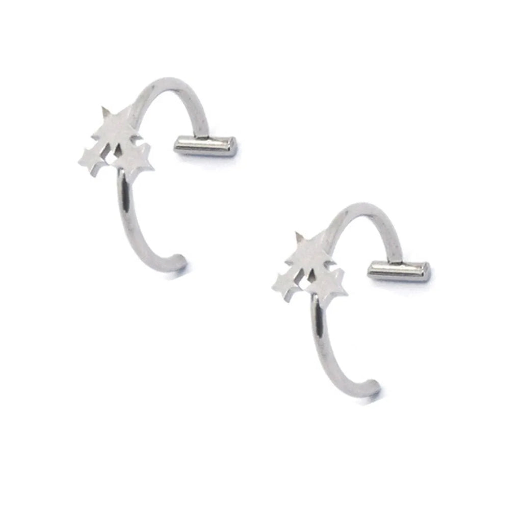 2 Piece Set Stainless Steel Clip-On Nose and Lip Rings | Punk Style Fake Piercing Jewelry