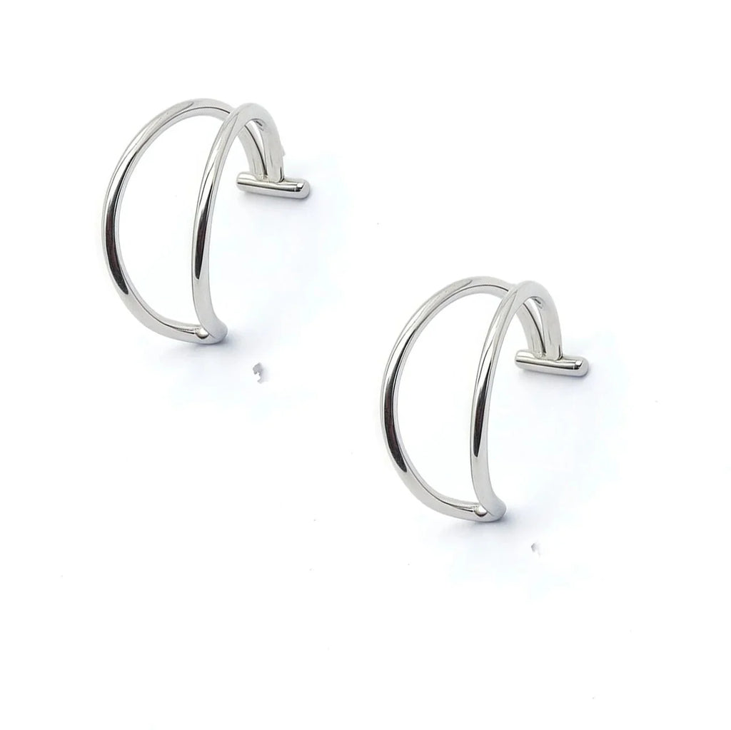2 Piece Set Stainless Steel Clip-On Nose and Lip Rings | Punk Style Fake Piercing Jewelry