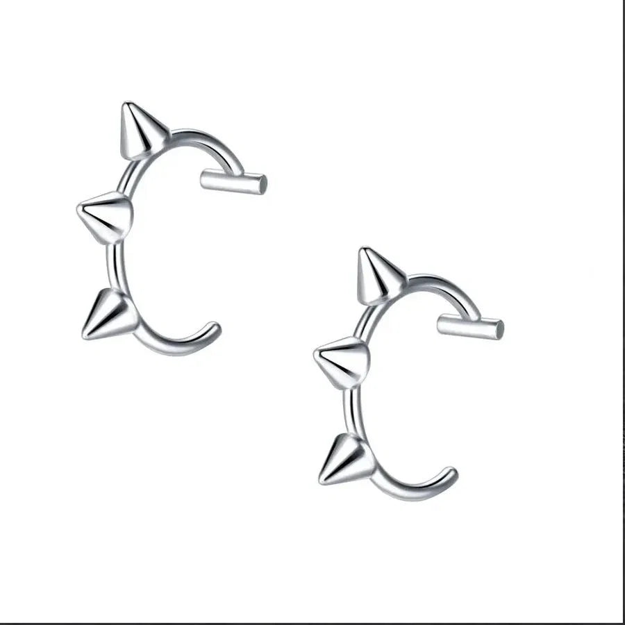 2 Piece Set Stainless Steel Clip-On Nose and Lip Rings | Punk Style Fake Piercing Jewelry
