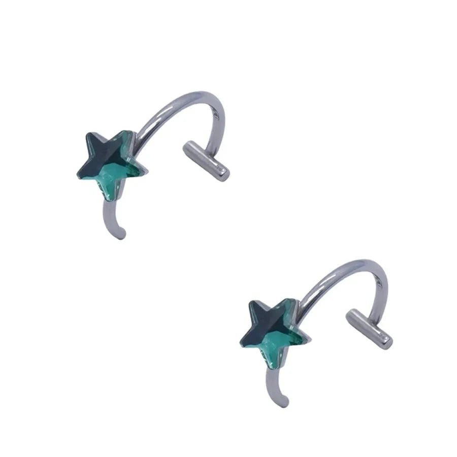 2 Piece Set Stainless Steel Clip-On Nose and Lip Rings | Punk Style Fake Piercing Jewelry