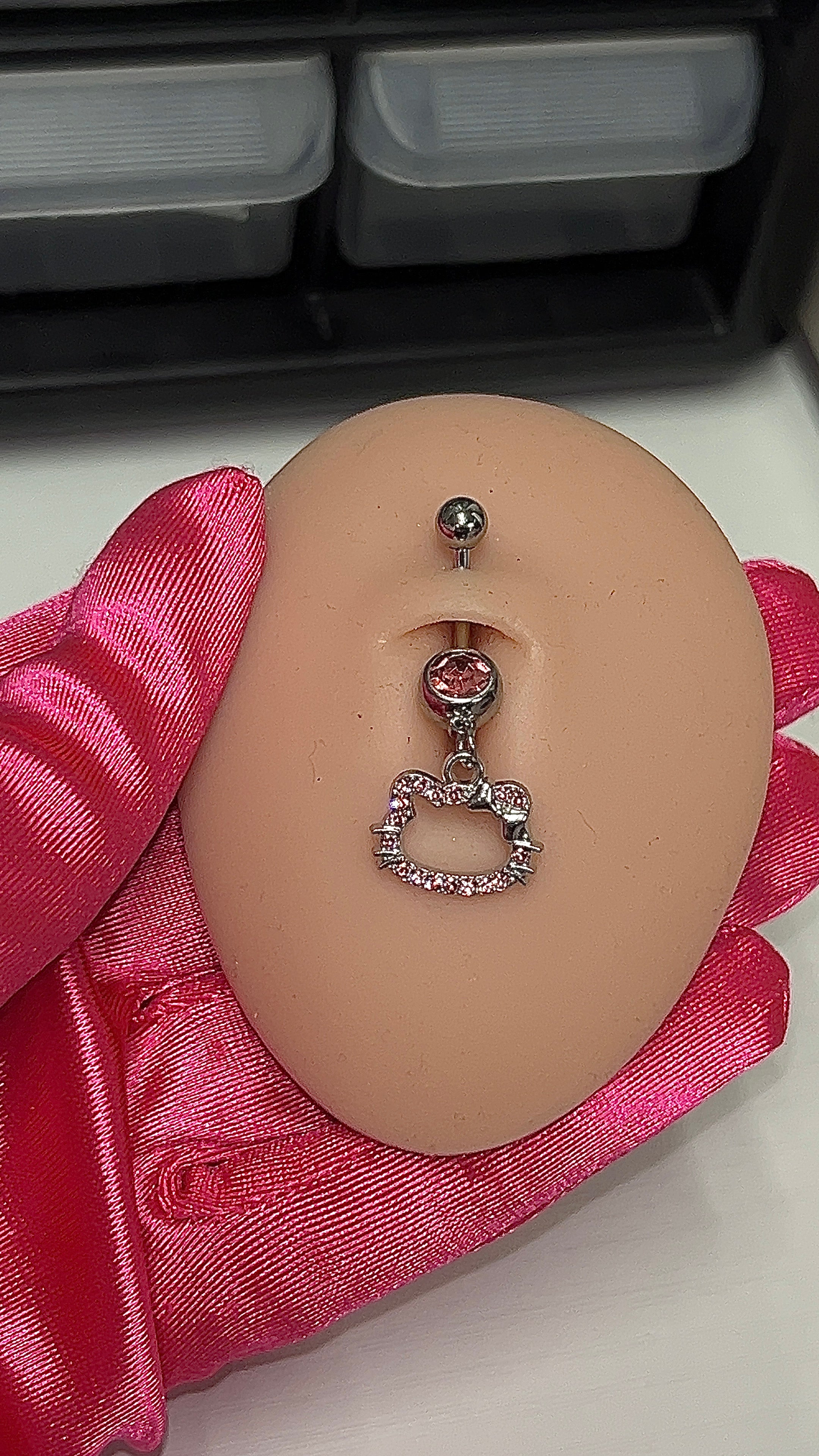 Pink Kitty Belly Ring