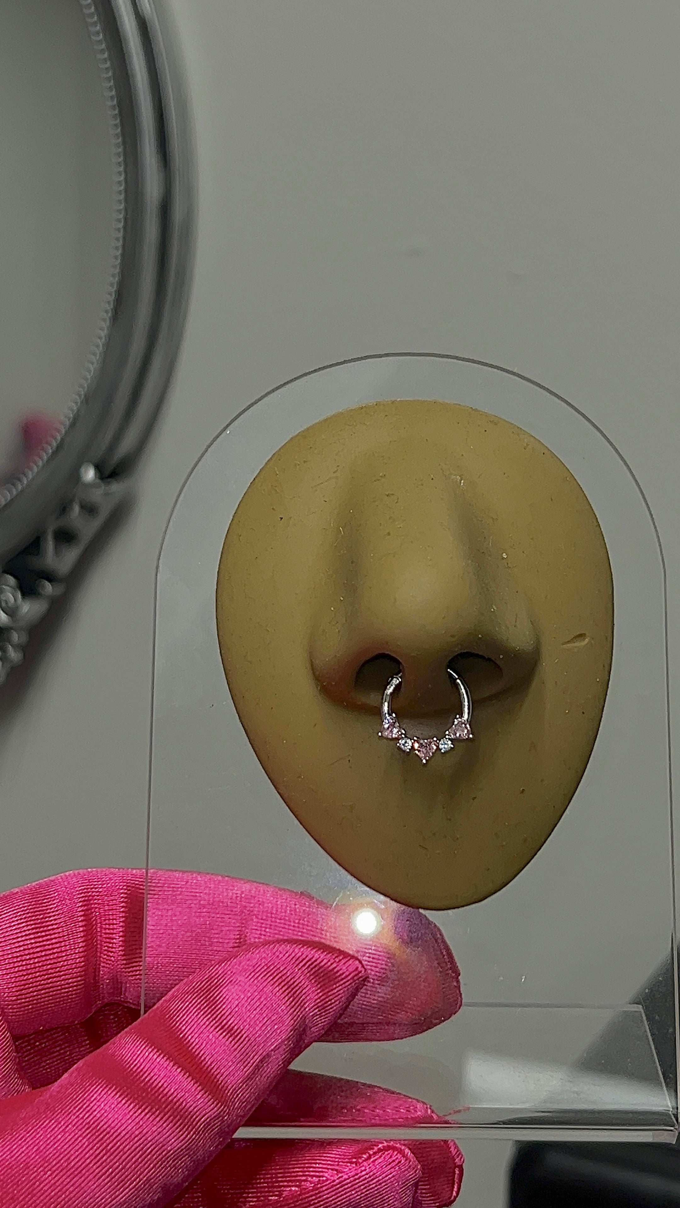 Pink Hearts Septum Ring