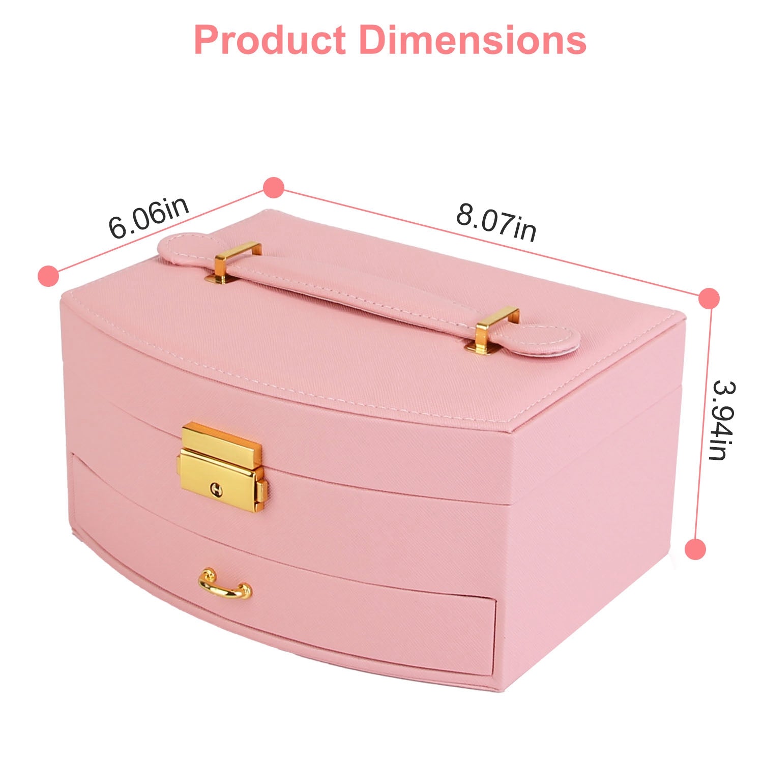 2-Layer Lockable Jewelry Box with Travel Handle