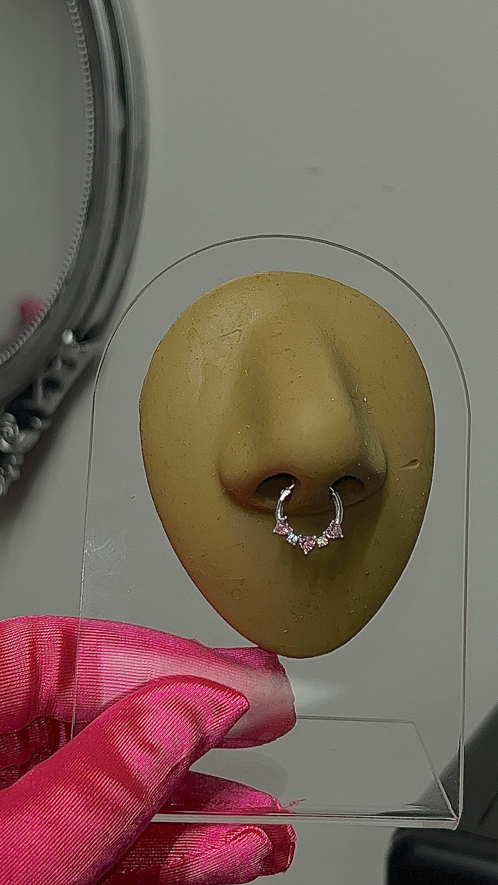 Pink Hearts Septum Ring