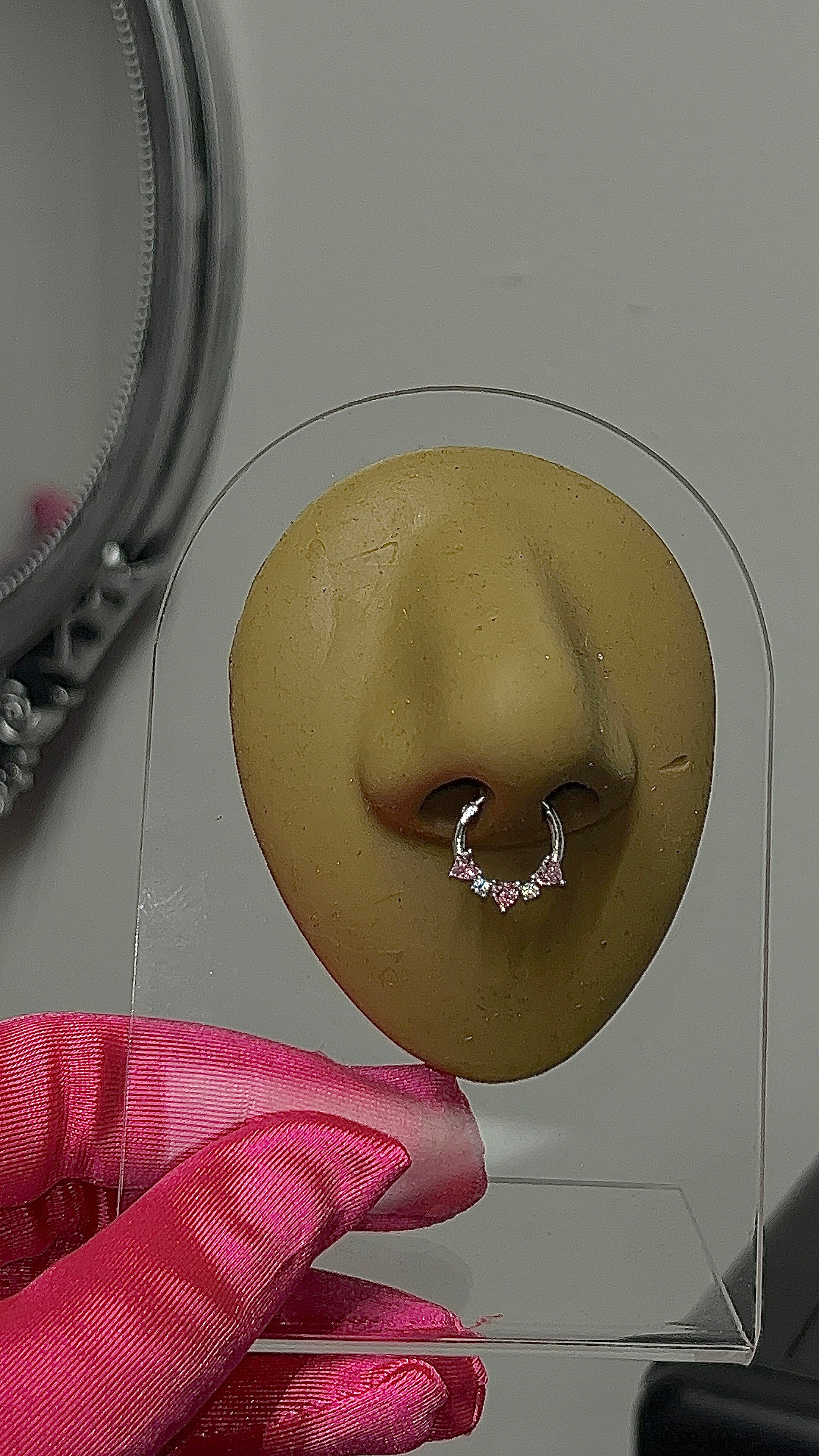 Pink Hearts Septum Ring