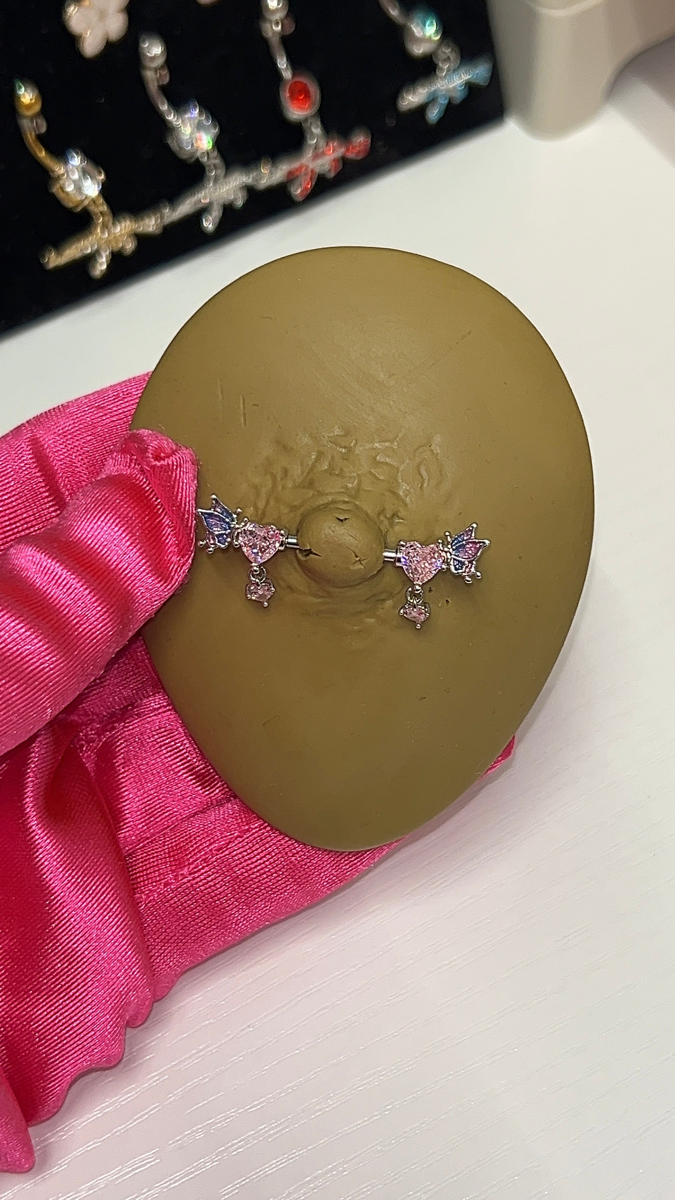 Pink Dragon Nipple Rings