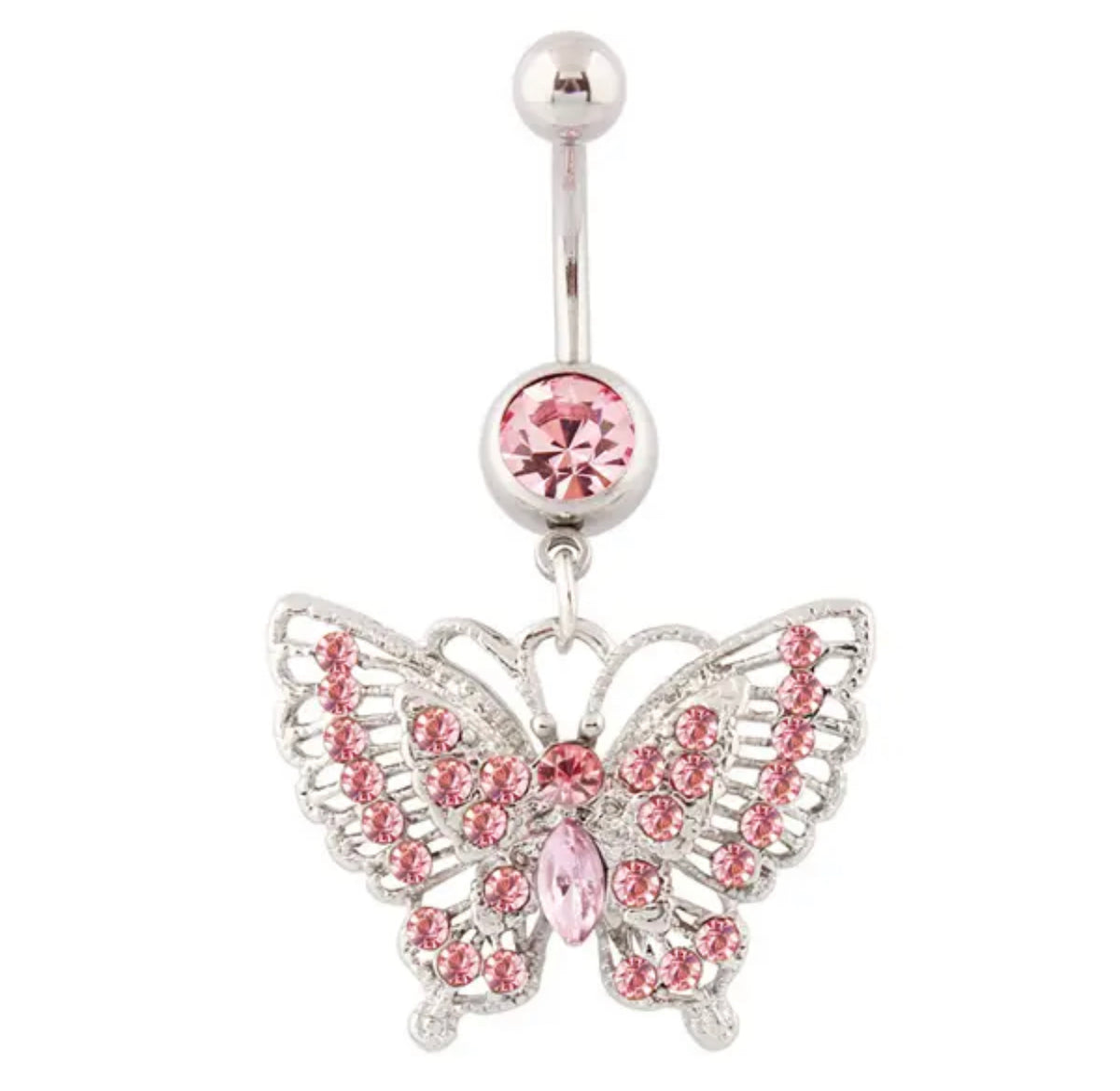 Pink Butterfly Belly Ring