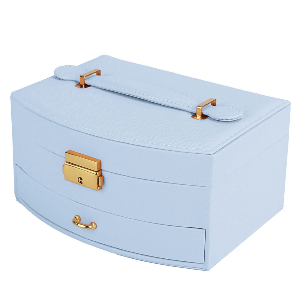 2-Layer Lockable Jewelry Box with Travel Handle