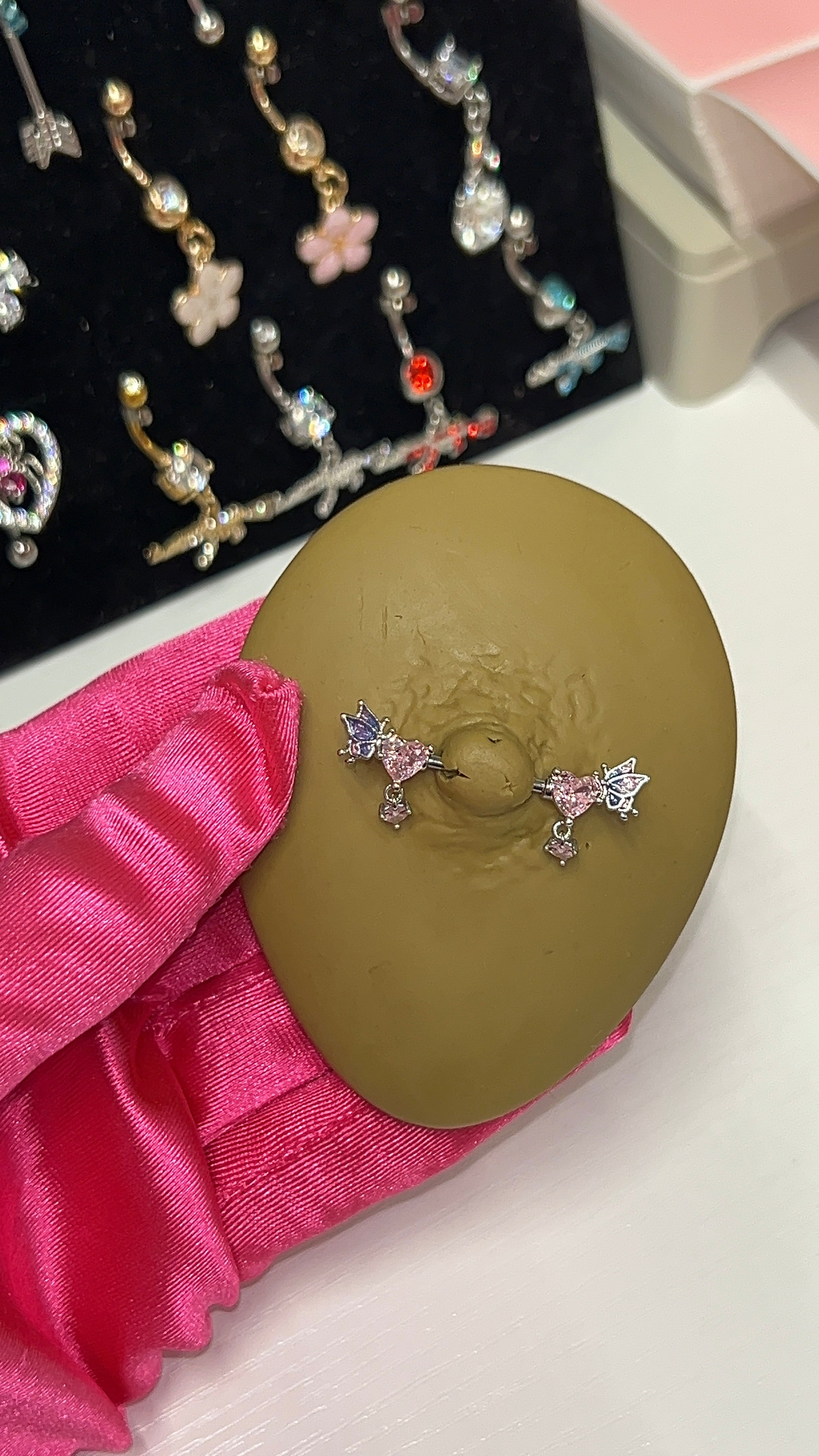 Pink Dragon Nipple Rings