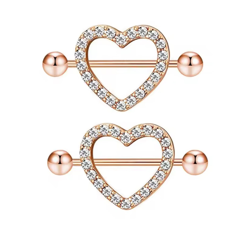 Heart on Ice Nipple Rings