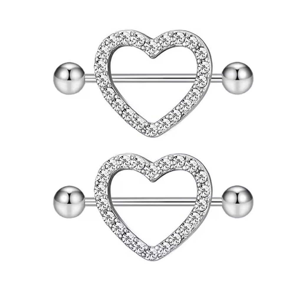 Heart on Ice Nipple Rings
