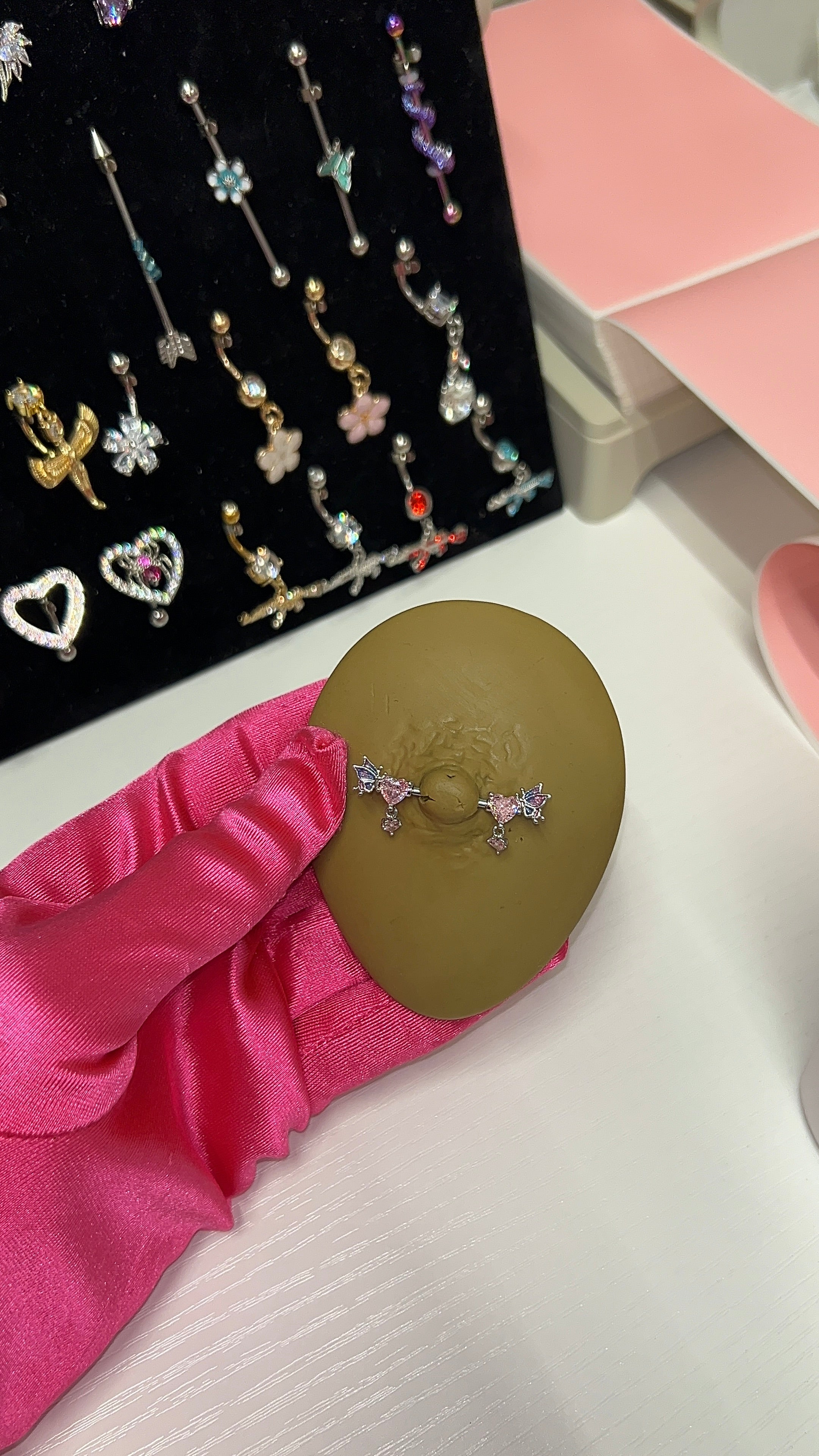 Pink Dragon Nipple Rings