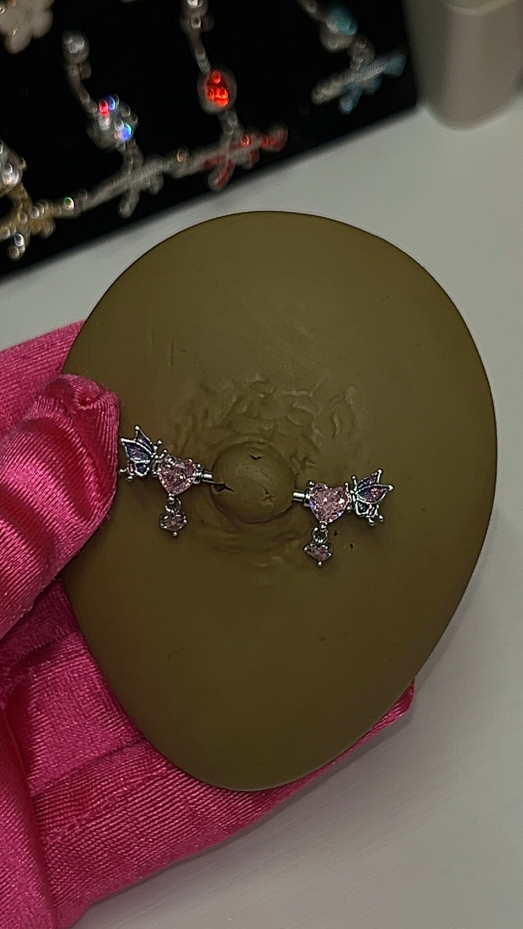 Pink Dragon Nipple Rings