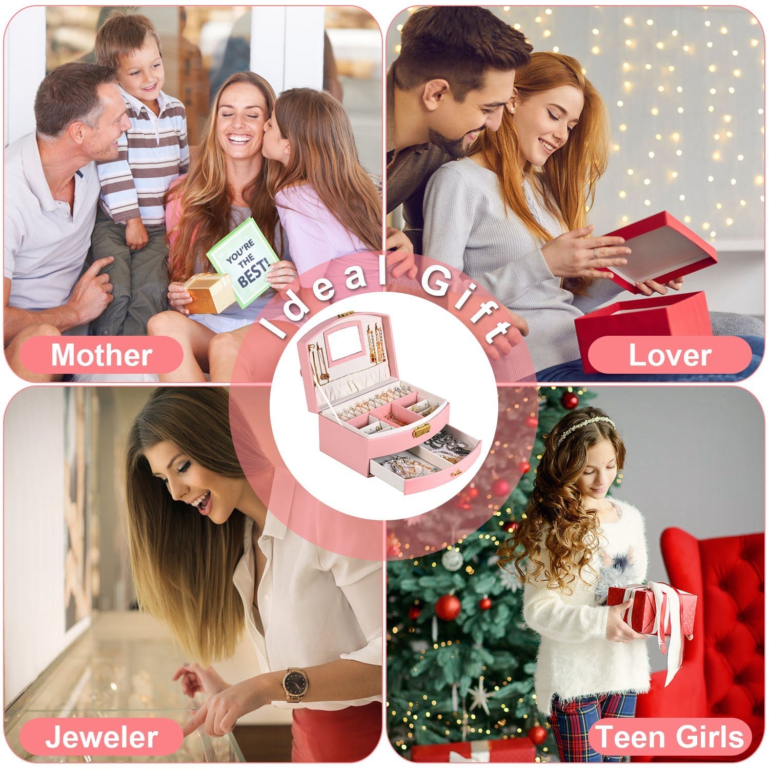 2-Layer Lockable Jewelry Box with Travel Handle