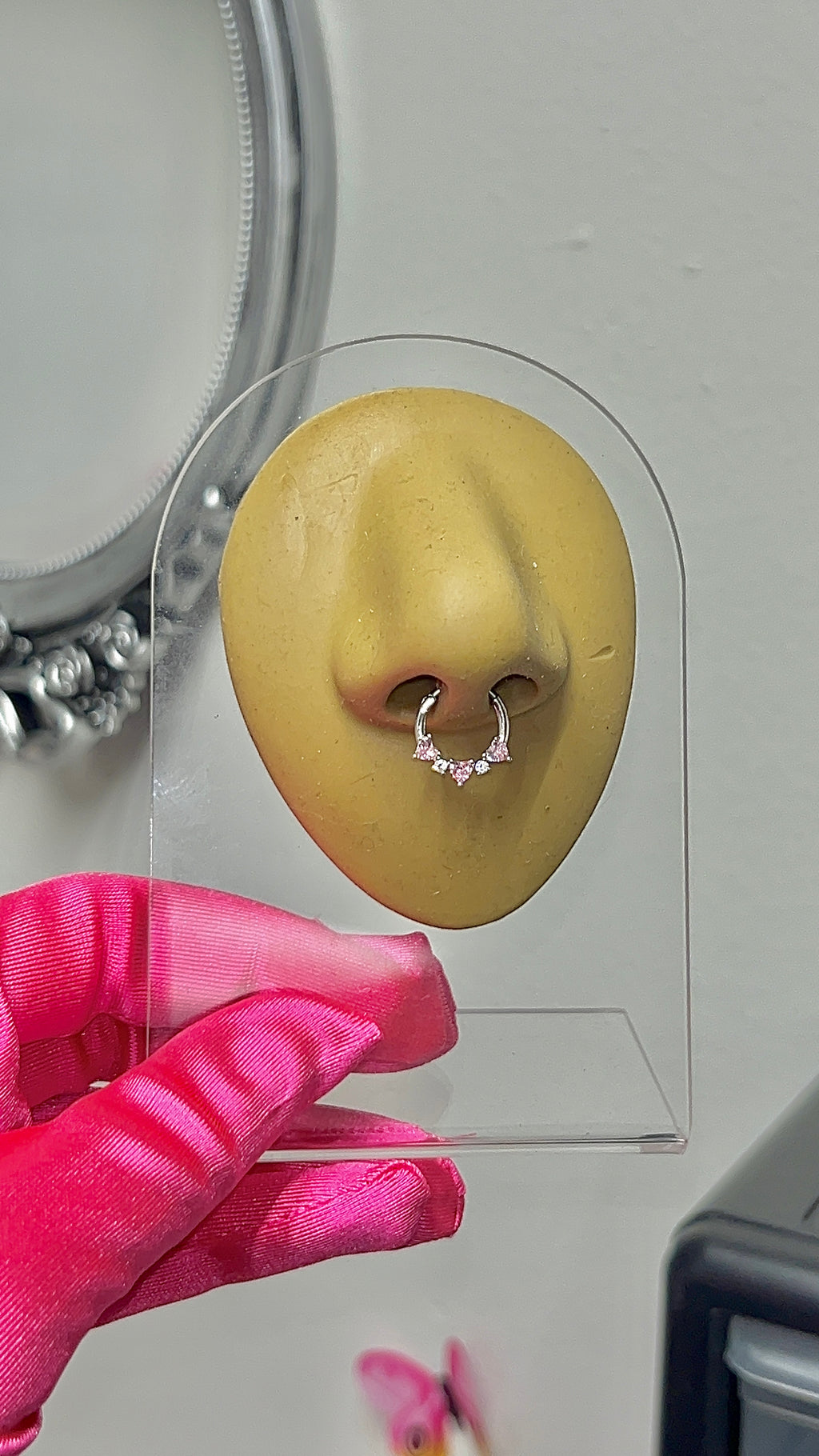 Pink Hearts Septum Ring