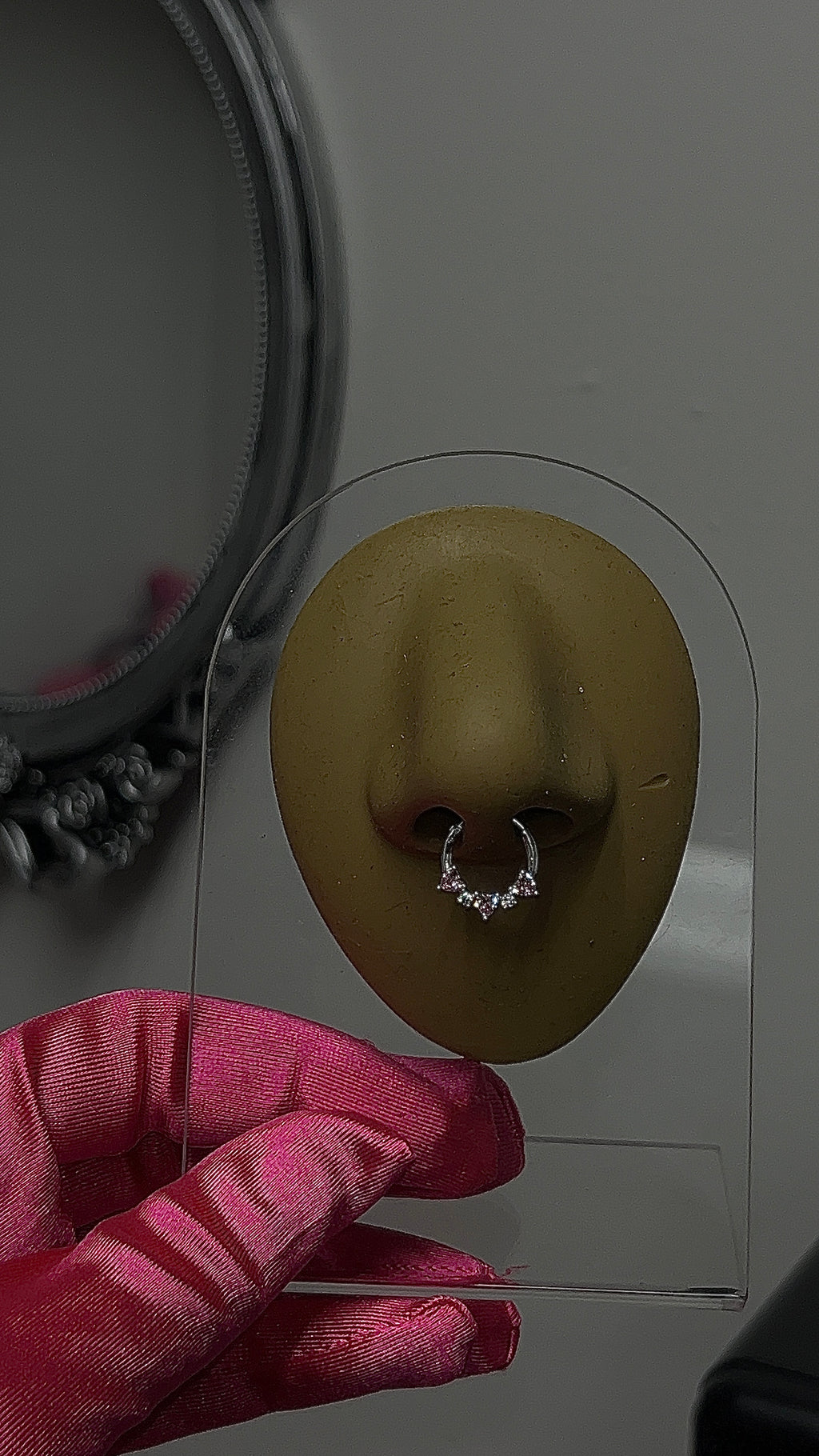 Pink Hearts Septum Ring