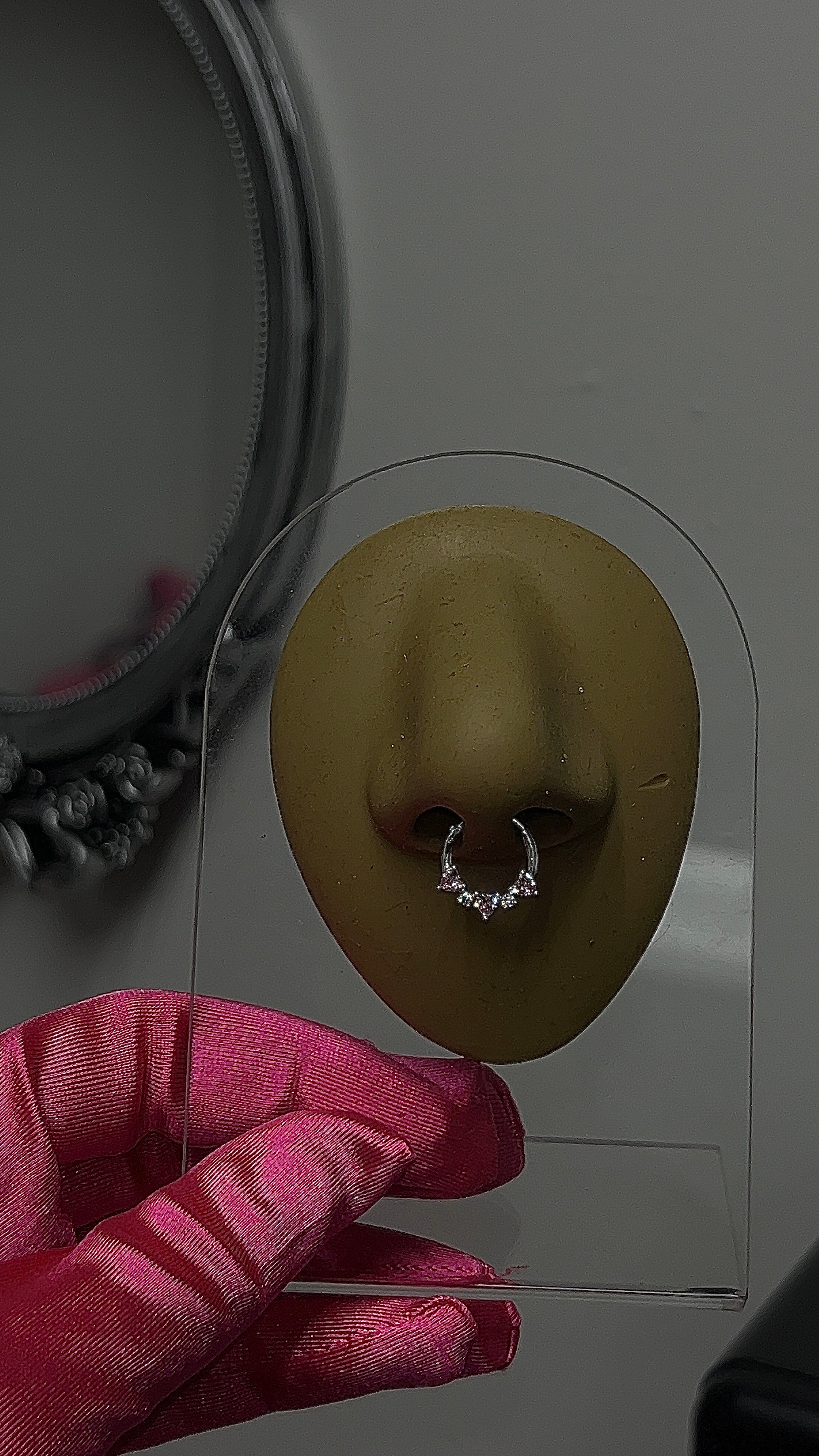 Pink Hearts Septum Ring