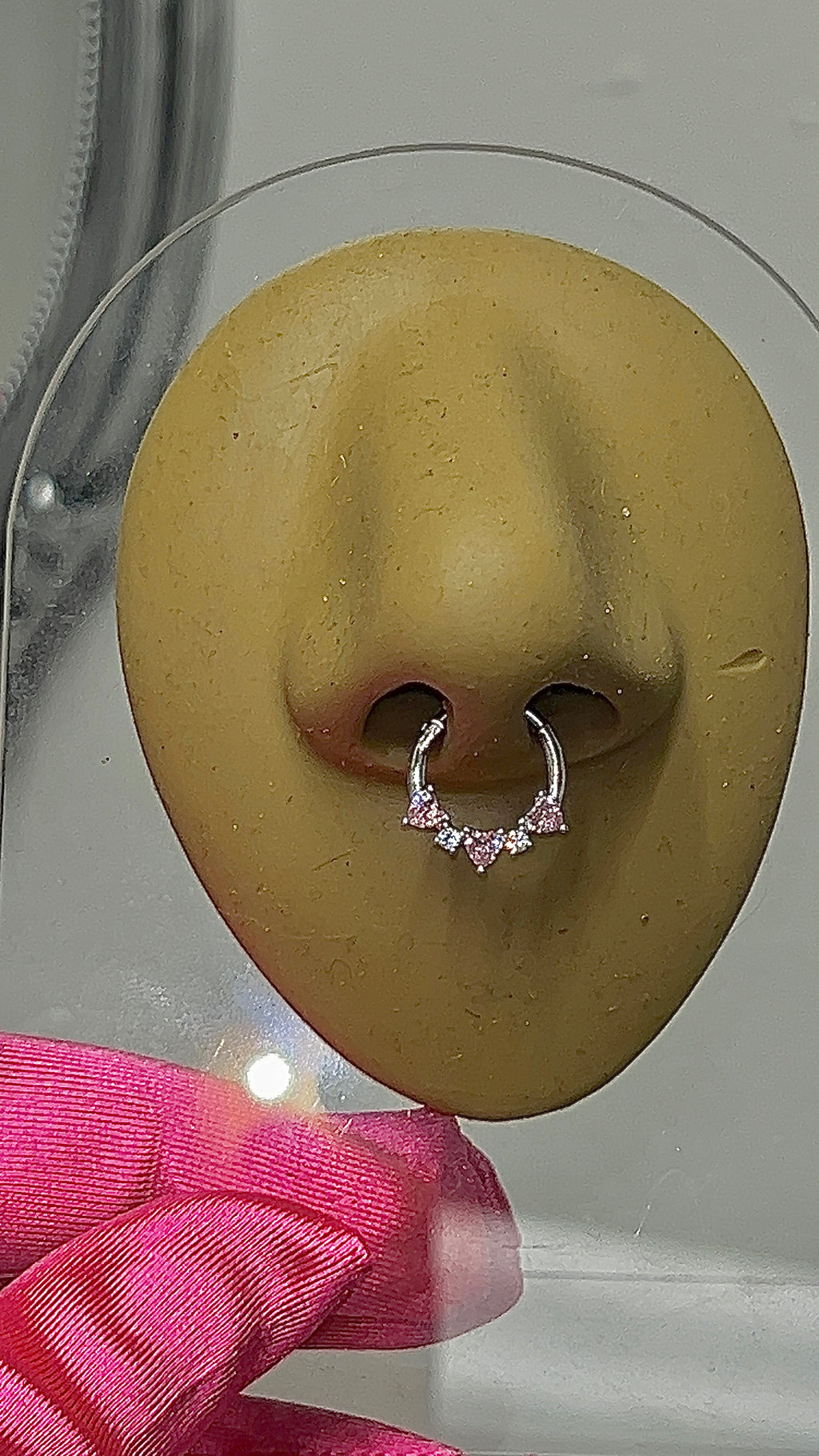 Pink Hearts Septum Ring