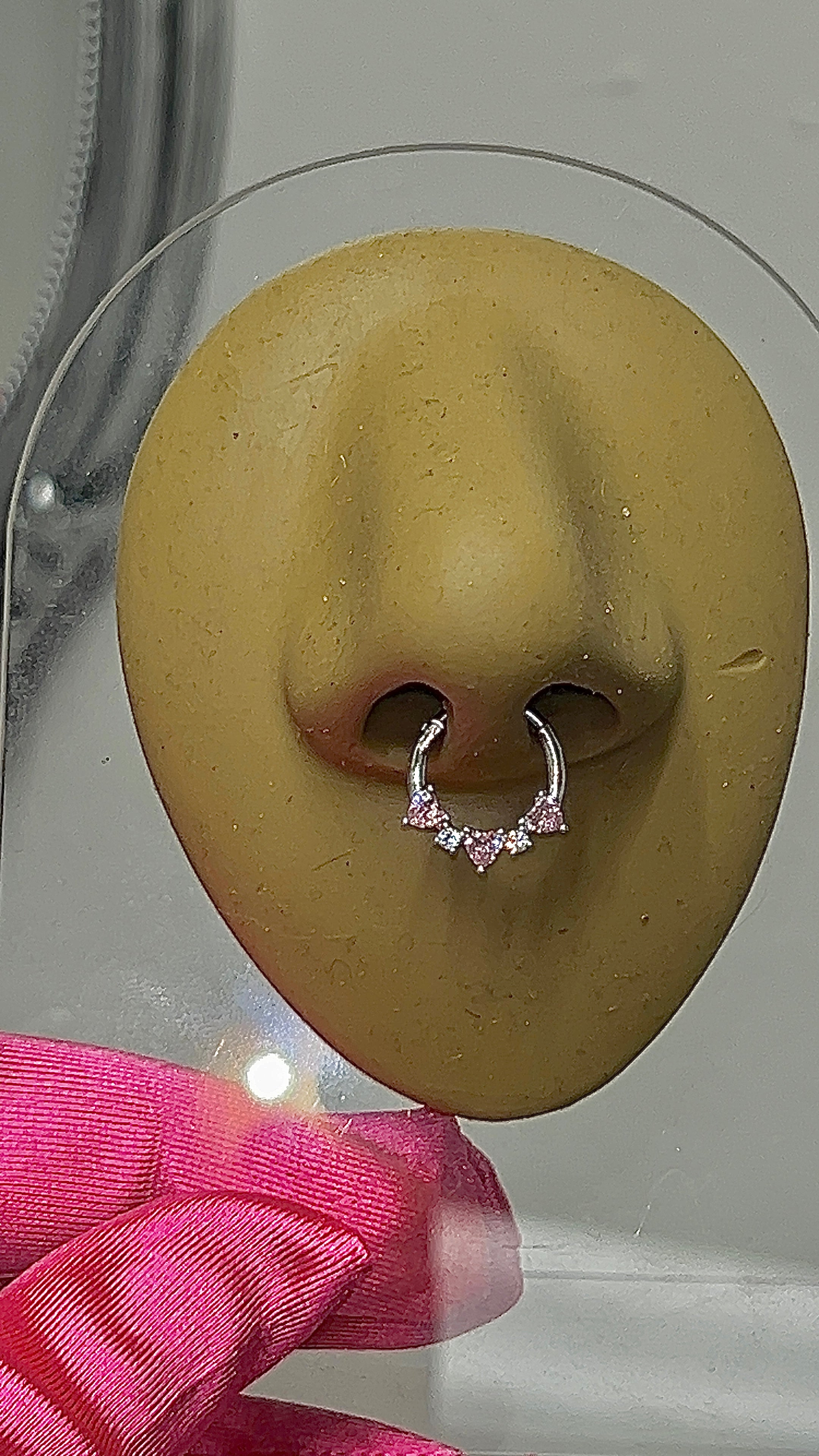 Pink Hearts Septum Ring