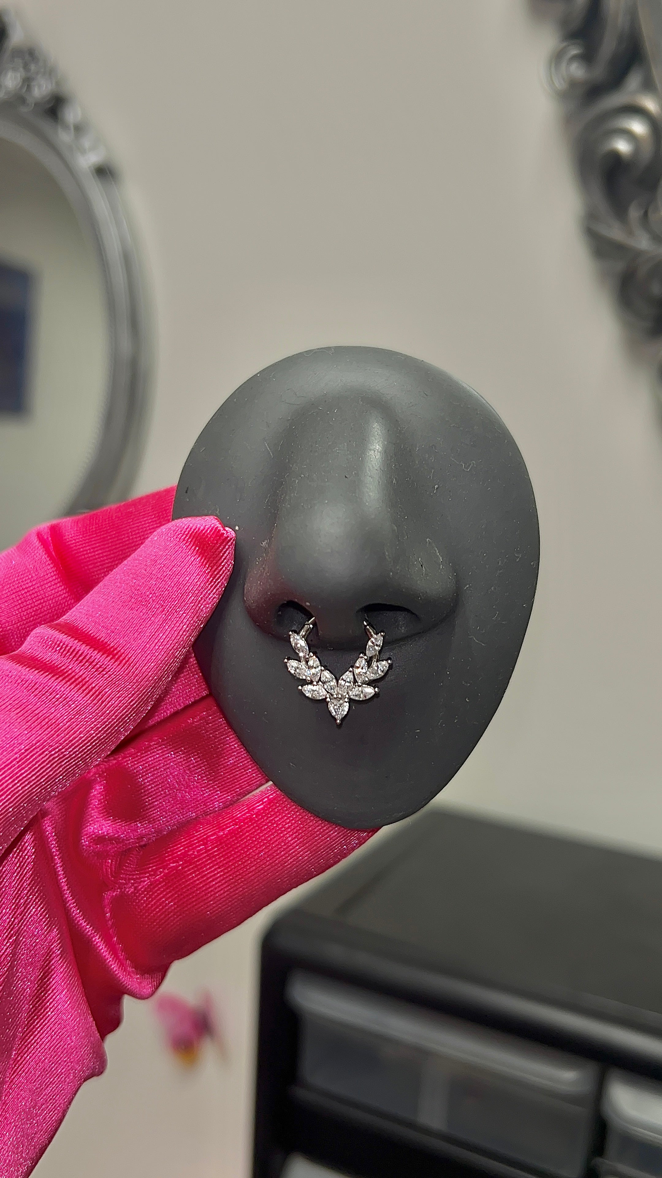Silver Diamond Septum Ring