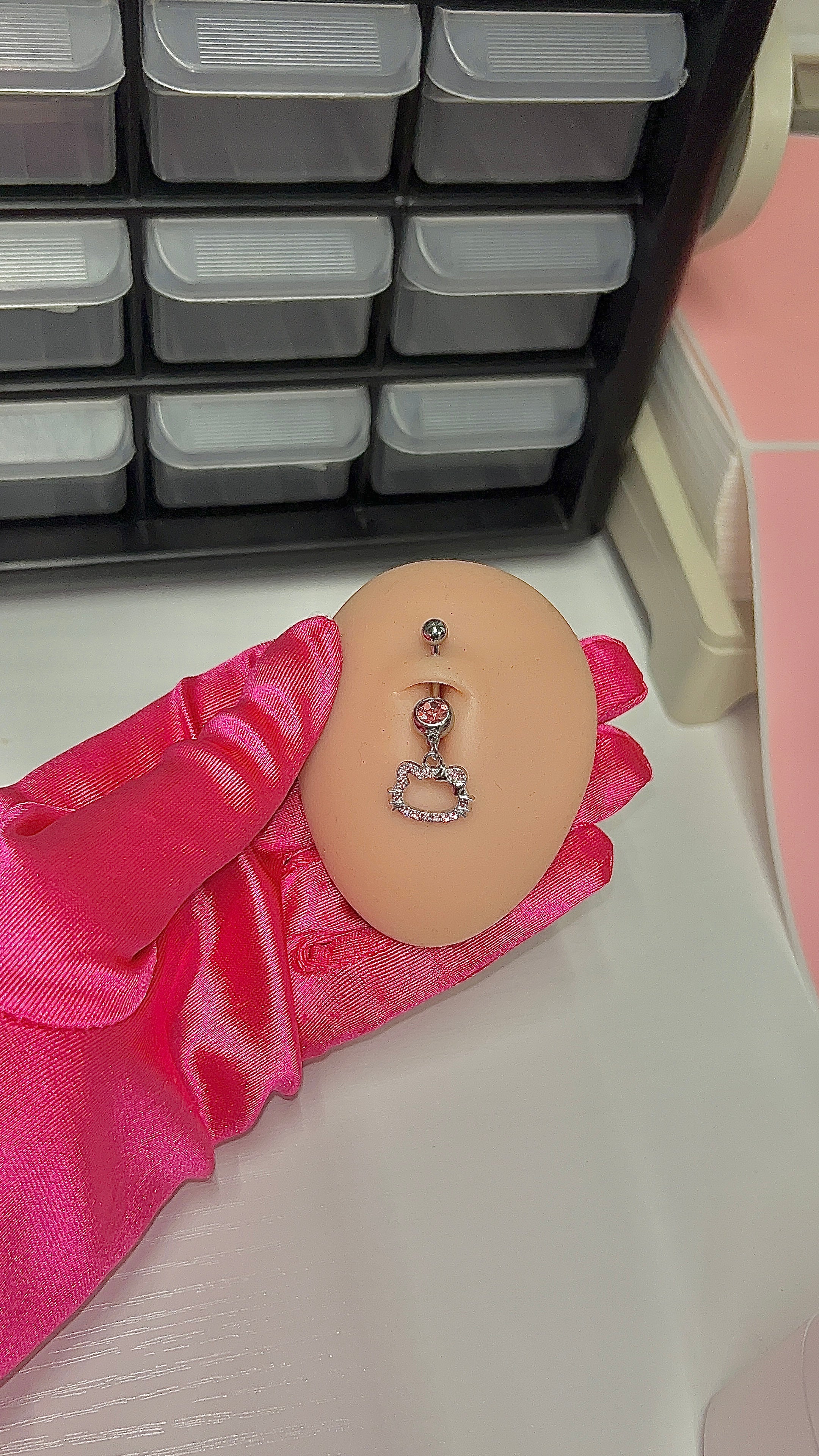 Pink Kitty Belly Ring