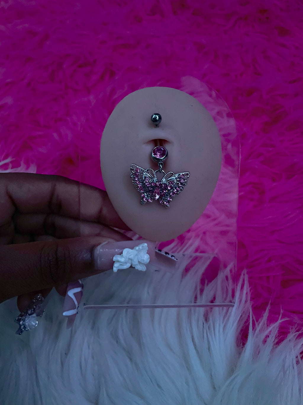 Pink Butterfly Belly Ring