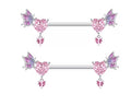 Pink Dragon Nipple Rings