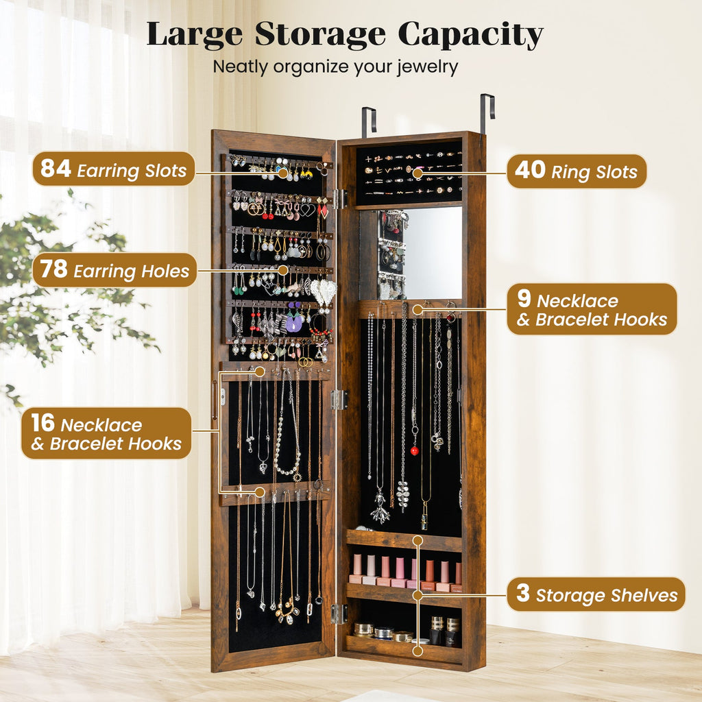 Jewelry Cabinet Wall or Door Mounted Jewelry Armoire Modern Hanging Jewelry Organizer