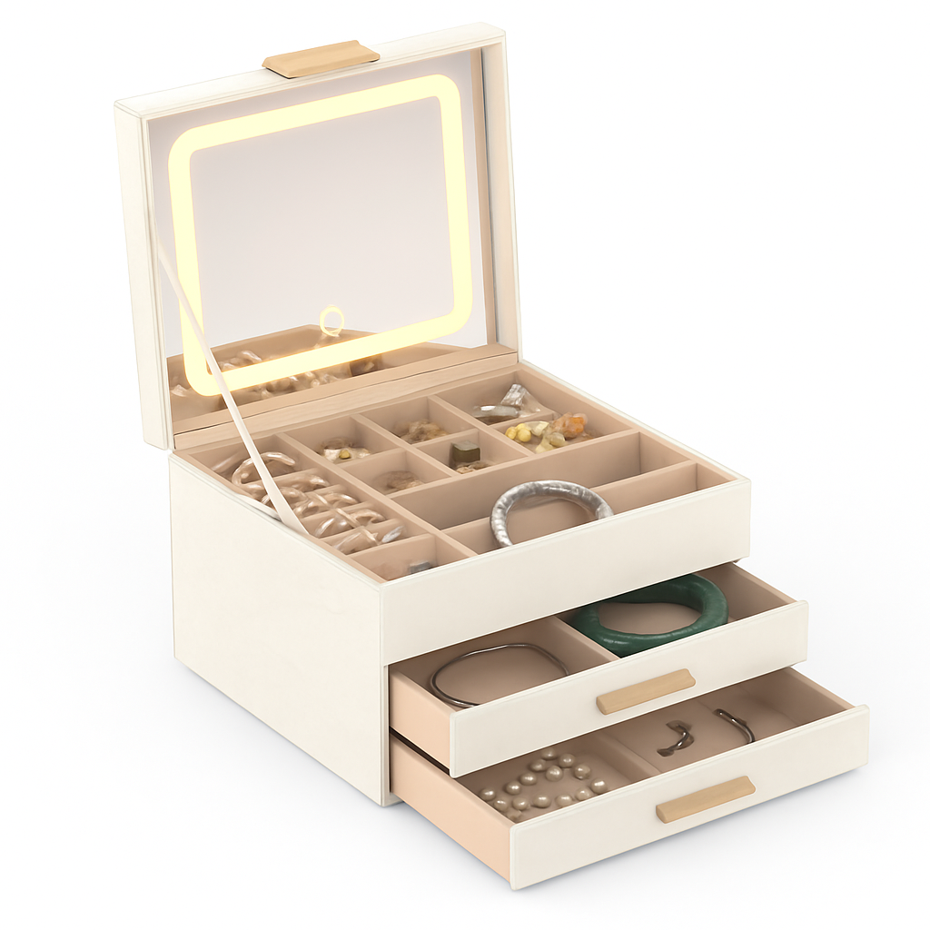 Jewelry Box with LED Mirror Organizer for Accessories