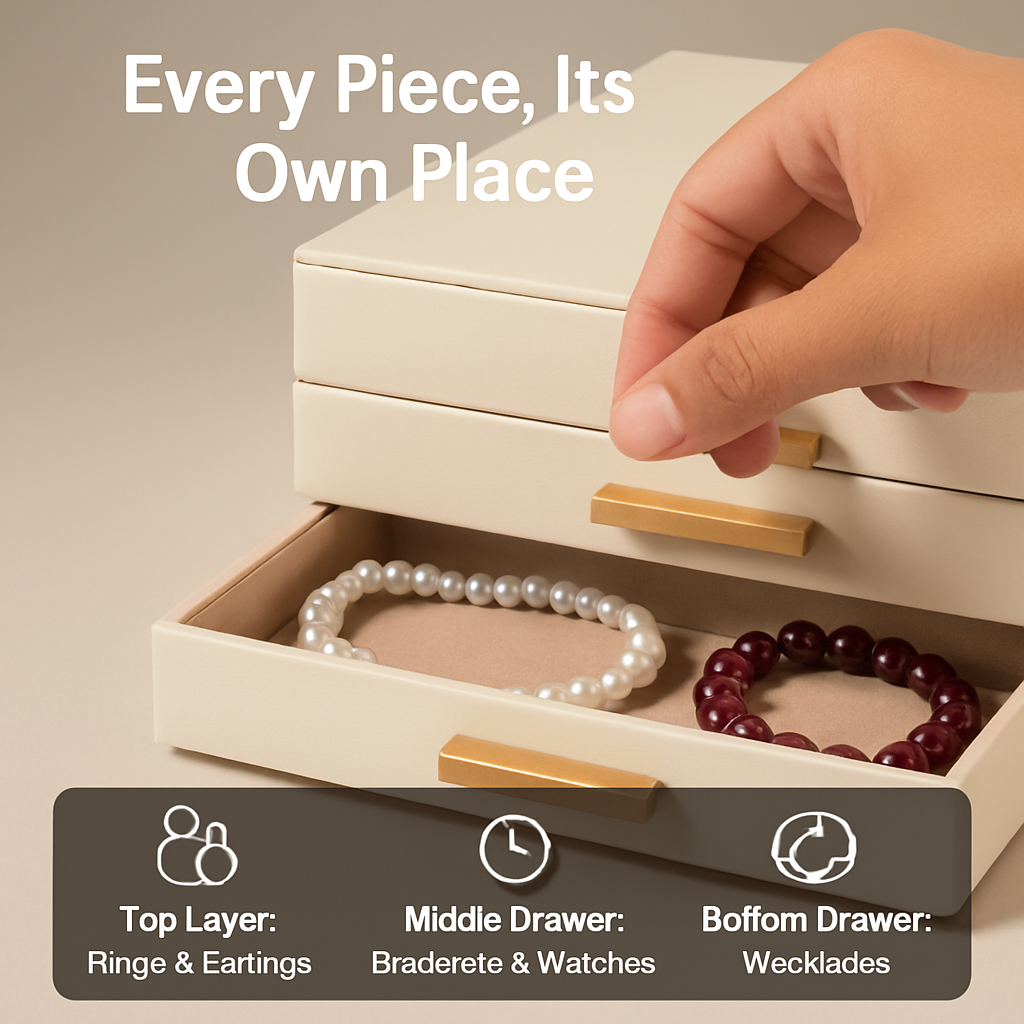 Jewelry Box with LED Mirror Organizer for Accessories