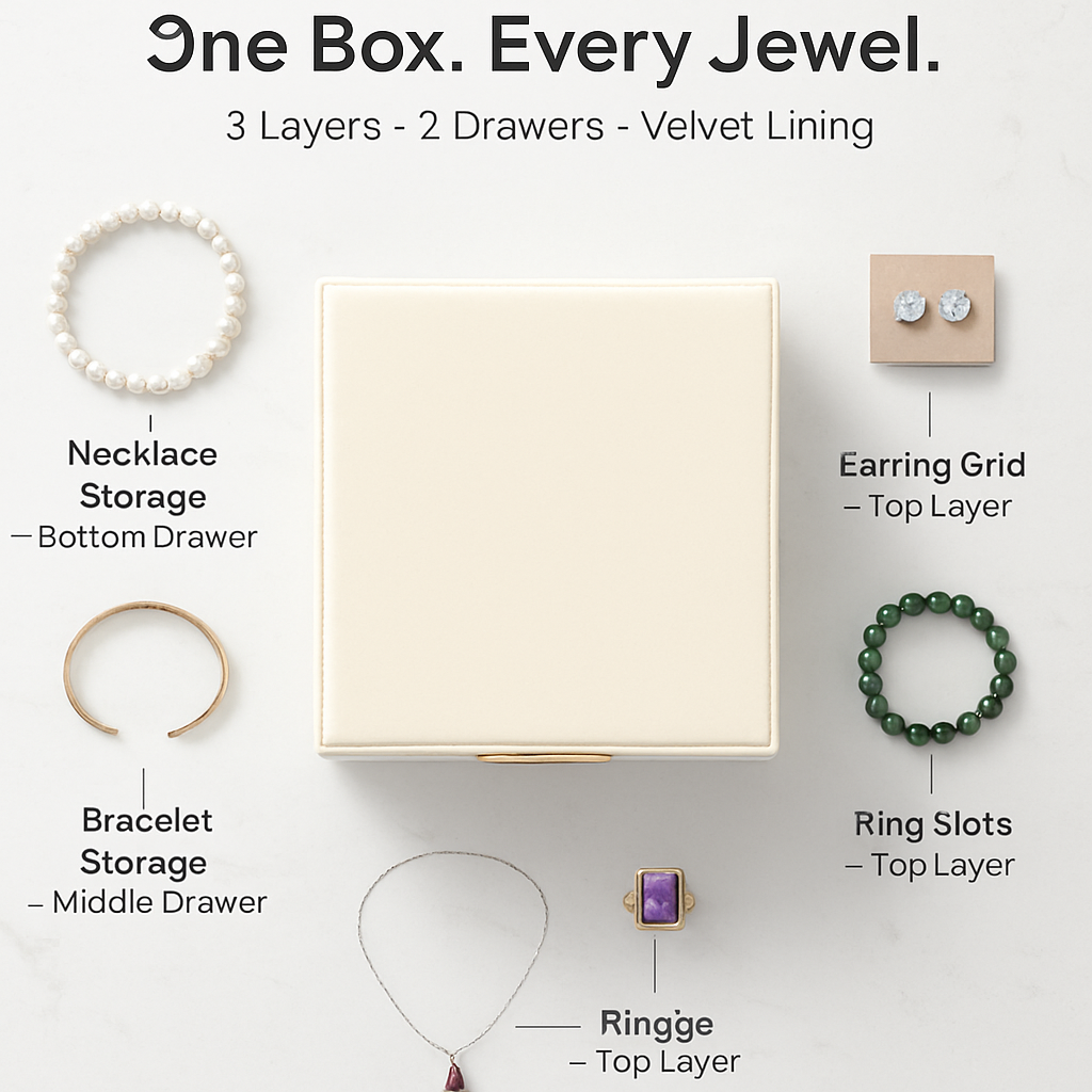 Jewelry Box with LED Mirror Organizer for Accessories